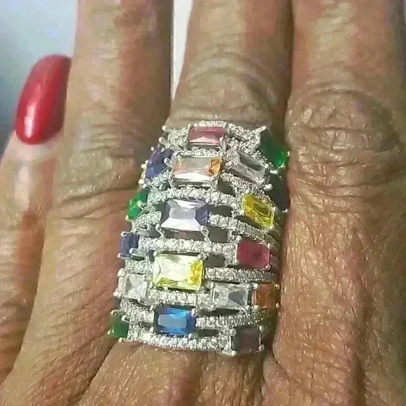 None Jewelry - Sterling Silver jeweled ring sz 7 1/2